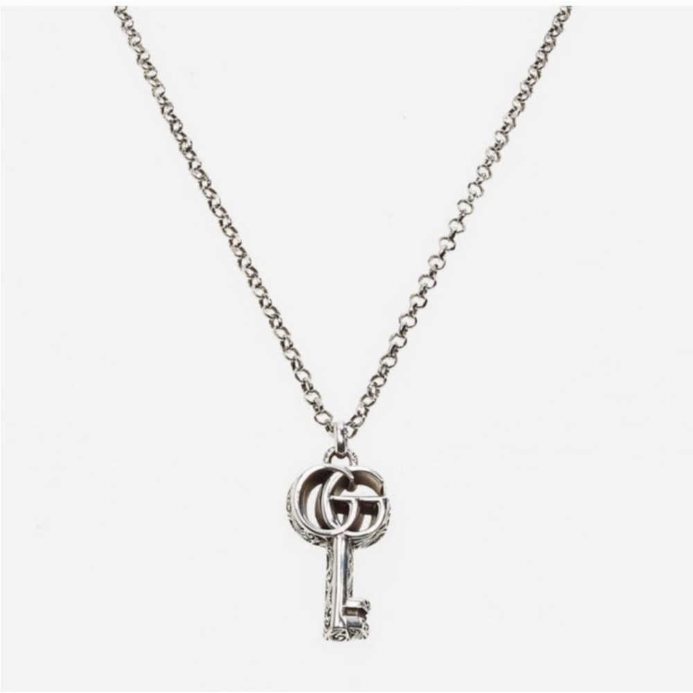 Gucci GG Mormant Silver Key Charm Necklace